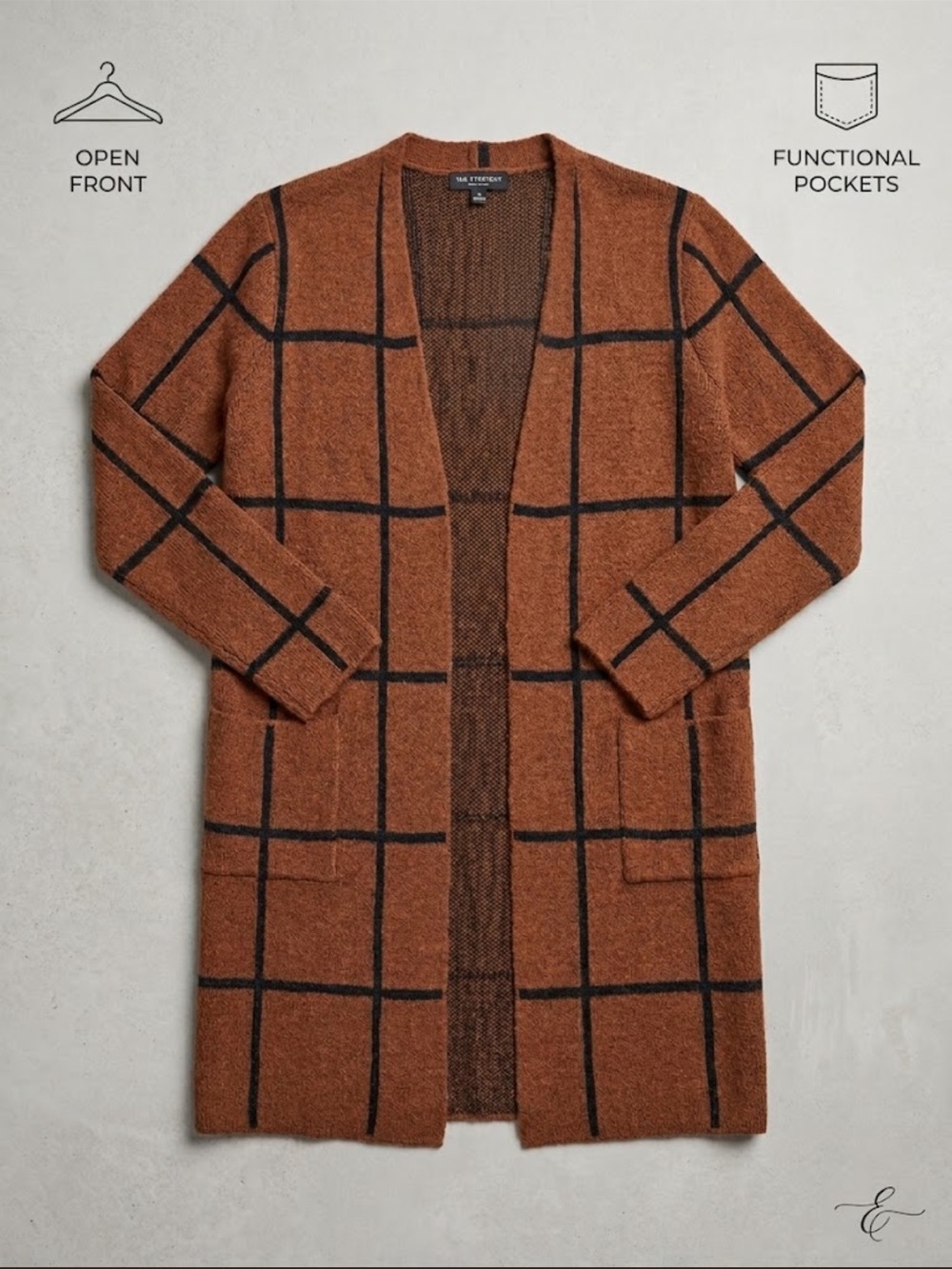 Fortune and Ivy rust brown cardigan sweater size m